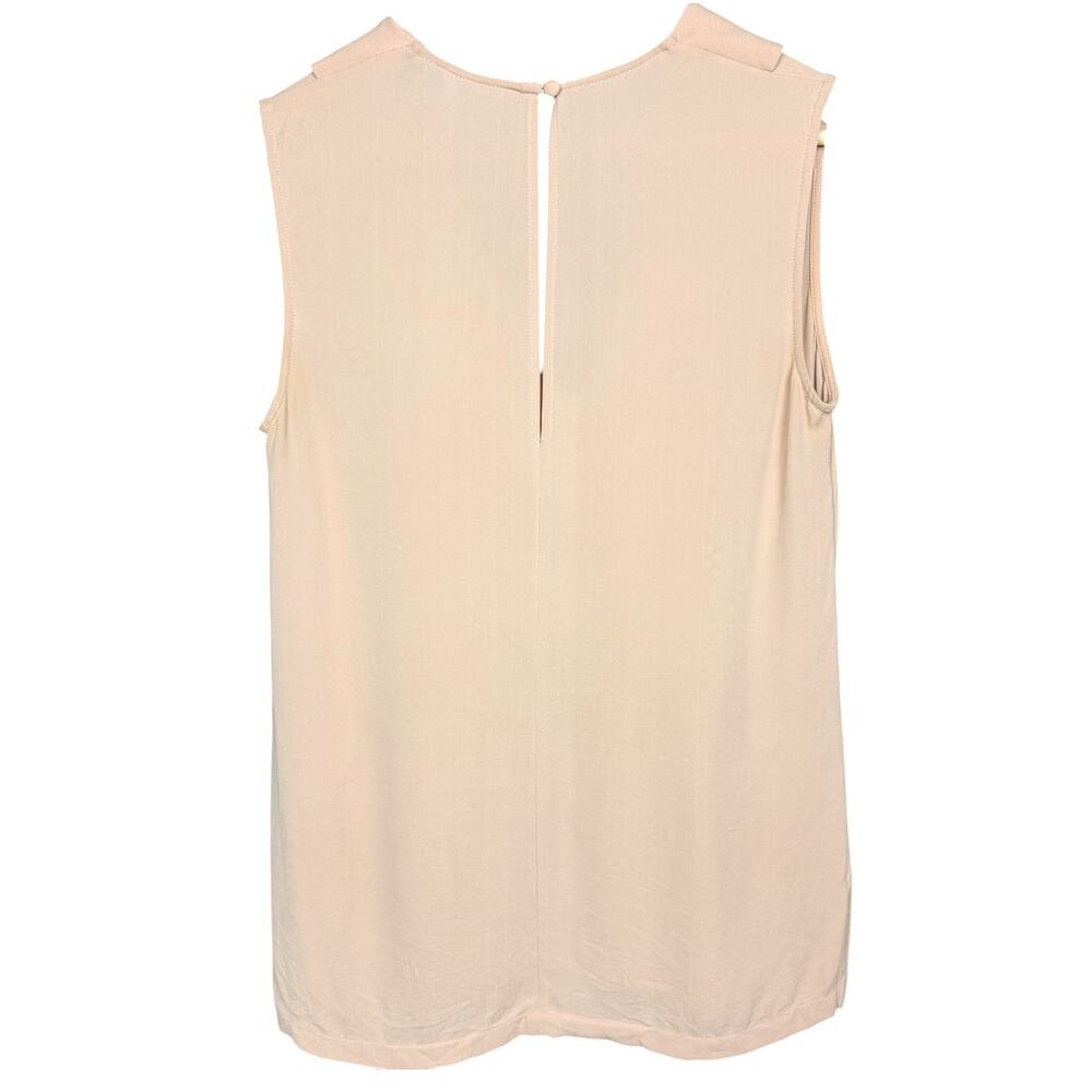 Theory 100% Silk Tan Sleeveless Collared Blouse Business Casual Office Luxury - Picture 2 of 7